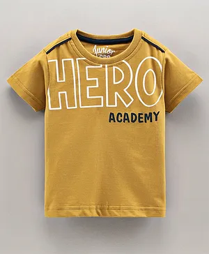 GRO Half Sleeves T-Shirt Hero Academy Print - Yellow