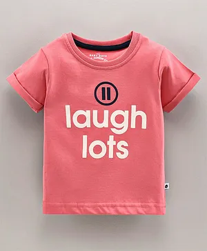 GRO Half Sleeves T-Shirt Laugh Lots Print - Pink