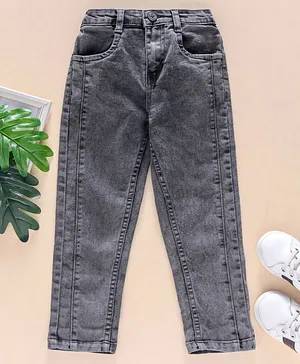 Babyoye Cotton Lycra Full Length Denim Jeans - Grey