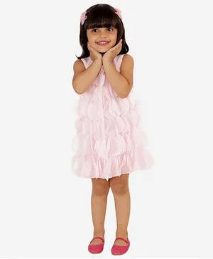 KIDSDEW Sleeveless 3D Circle Design Dress - Pink
