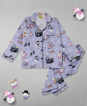 Pyjama Party Cozy Winter Kids Cotton Pyjama Set - Lilac