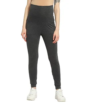 Momsoon Full Length Solid Colour Over The Belly Maternity Leggings - Dark Grey