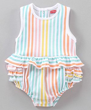 Babyhug 100% Cotton Striped Onesies - Multicolor
