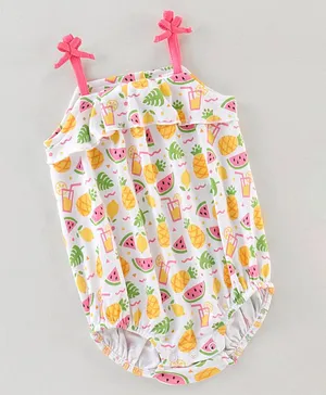 Babyhug 100% Cotton Sleeveless Onesies Fruit Print- Pink