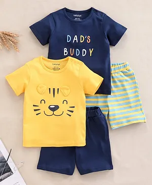 Babyhug Half Sleeves Cotton Eco-conscious with Eco Jiva T-Shirts & Shorts Set - Blue