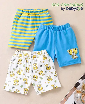 Babyoye 100% Cotton Eco Conscious with Eco Jiva Knee Length Shorts Pack of 3 - Multicolour