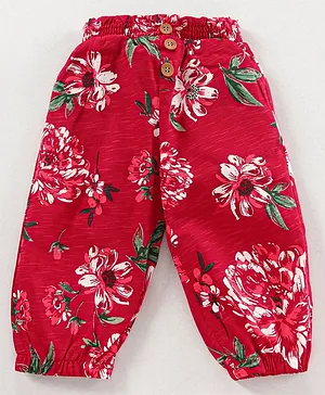 Cucu Fun Capri Length Pant Floral Print - Red