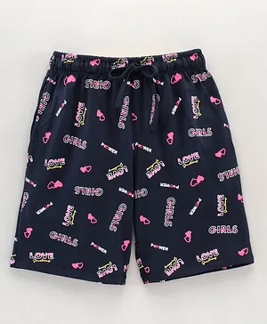 Cucu Fun Cotton Shorts Hearts Print - Navy