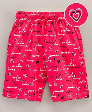 Cucu Fun Cotton Shorts Hearts Print - Red