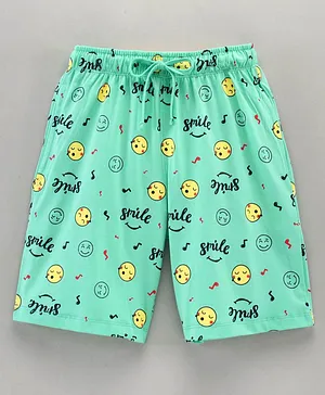 Cucu Fun Cotton Shorts Smiley Print - Green