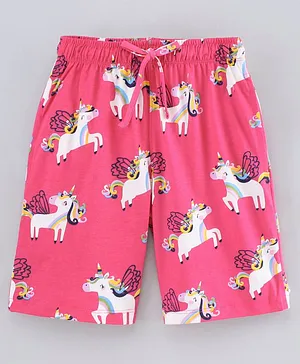 Cucu Fun Cotton Unicorn Printed Shorts - Pink