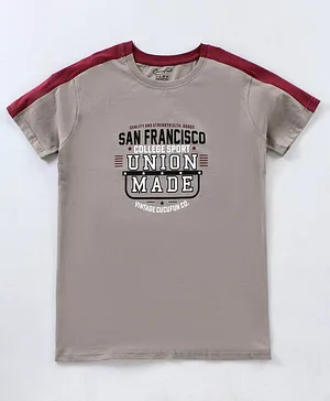 Cucu Fun Half Sleeves T-Shirt Text Print - Grey