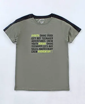 Cucu Fun Half Sleeves T-Shirt Text Print - Grey