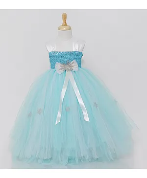 TINY MINY MEE Sleeveless Snowflake Glitter Print Gown - Blue