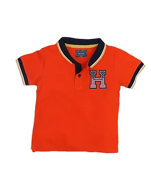 Hop n Jump Half Sleeves Solid Orange T Shirt - Orange