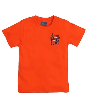 Hop n Jump Half Sleeves Boys   Hop N Jump Print Tshirt - Orange