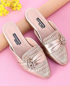 Cute Walk by Babyhug Stone Studded Sandals - Golden
