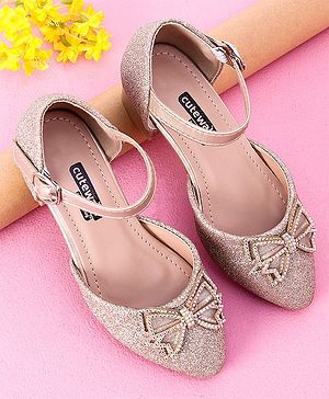 Cute Walk by Babyhug Sandals Bow & Stones Applique - Golden