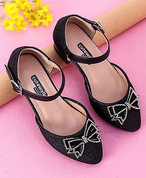 Cute Walk by Babyhug Sandals Bow & Stones Applique - Black