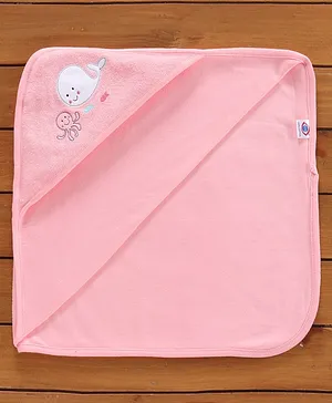 Zero Hooded Towel Whale Patch - Peach