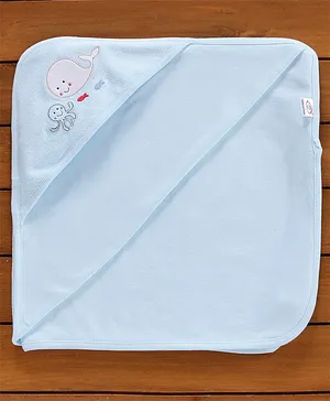 Zero Hooded Towel Whale Patch - Blue