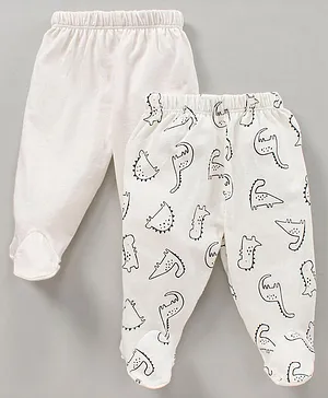 Ben Benny Full Length Cotton Bootie Leggings Printed & Solid Pack Of 2 - Off White