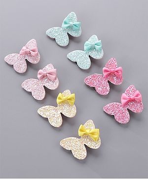 Babyhug Bow & Butterfly Hair Clips Pack of 8 - Multicolor