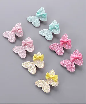 Babyhug Bow & Butterfly Hair Clips Pack of 8 - Multicolor 