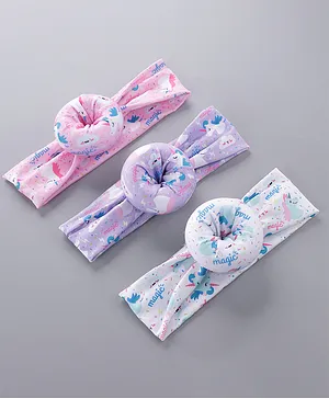 Babyhug Headbands Pack Of 3 - Pink, Purple & White