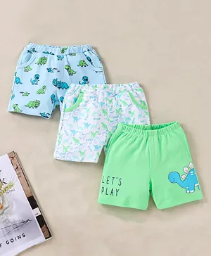 Babyoye Mid Thigh 100% Cotton Eco-Conscious Shorts Pack of 3 - Blue Green