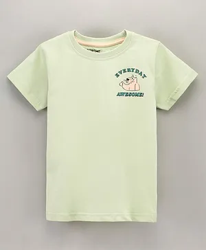 Doreme Half Sleeves T-Shirt Cartoon Print - Glacial Green