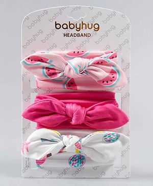 Babyhug Girls Headbands Pack of 3 - Pink and White
