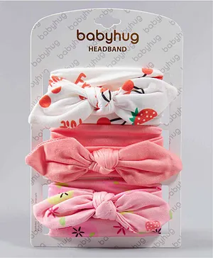 Babyhug Headbands Pack of 3 - Pink and White