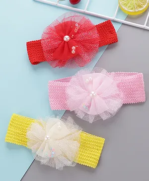 Babyhug Head Bands Pack of 3 - Red, Pink and Yellow.