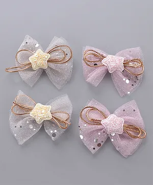 Babyhug Hair Clips Pack of 4 - White and Pink