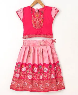 Bhartiya Paridhan Half sleeves Embroidered Lehenga Choli - Pink