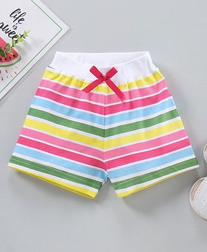 Babyhug Knit Striped Shorts - Multicolor