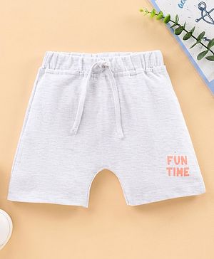 Babyhug Knit Solid Shorts Crab Applique - Melange Grey