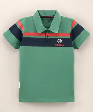 NIOMODA Half Sleeves T-Shirt Text Print - Green