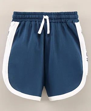 Niomoda Cotton Mid Thigh Shorts Text Print - Blue
