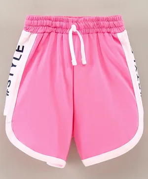 Niomoda Cotton Mid Thigh Shorts Text Print - Pink