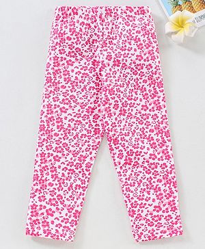 Babyhug Full Sleeves Leggins Floral Print - White Pink