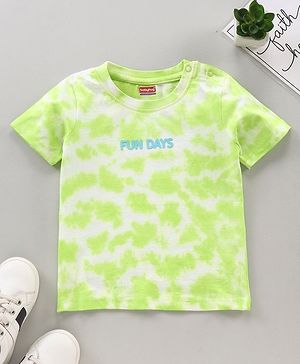 Babyhug Half Sleeves Cotton Dyed T-shirt Fun Days Print - Green
