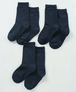 Supersox Cotton Regular Length School Socks Solid Pack of 3 - Blue