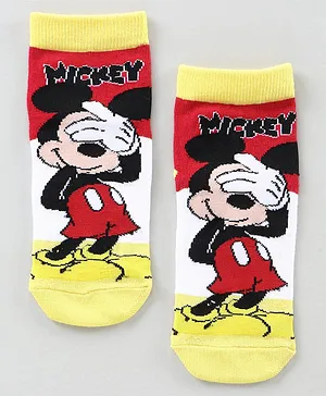 Supersox Ankle Length Socks Mickey Mouse Design - Yellow