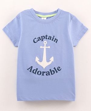 Ollypop Half Sleeves T-Shirt Anchor Print - Blue