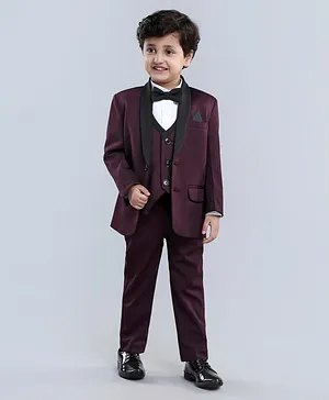 Babyhug Full Sleeves Party Suits With Bow - Purple