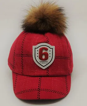 Kid-O-World Six Patch Cap With Fur Detailing - Red