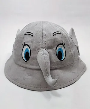 Kid-O-World Elephant Face Hat With Trunk And Ear Applique - Grey