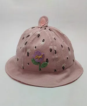 Kid-O-World Angel Applique And Floral Printed Hat - Mauve